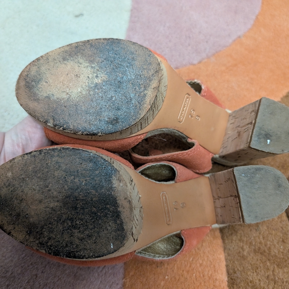Coach Suede And Brass Heels - Picture 8 of 11